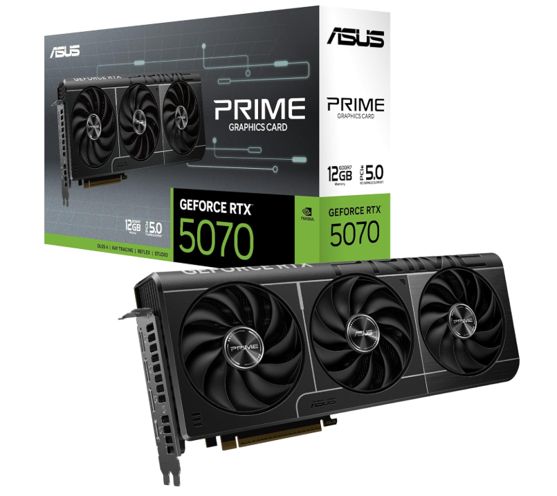 ASUS The SFF-Ready Prime GeForce RTX™ 5070 12GB GDDR7 Graphics Card (PCIe® 5.0, 12GB GDDR7, HDMI®/DP 2.1, 2.5-Slot, Axial-tech Fans, Dual BIOS)