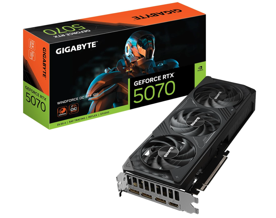 GIGABYTE GeForce RTX 5070 WINDFORCE OC SFF 12G Graphics Card, 12GB 192-bit GDDR7, PCIe 5.0, WINDFORCE Cooling System, GV-N5070WF3OC-12GD Video Card
