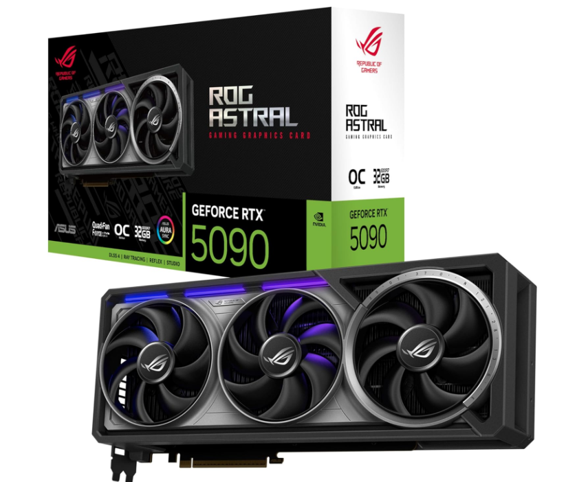 ASUS ROG Astral GeForce RTX™ 5090 OC Edition Gaming Graphics Card (PCIe® 5.0, 32GB GDDR7, HDMI®/DP 2.1, 3.8-Slot, 4-Fan Design, Axial-tech Fans, Patented Vapor Chamber, Phase-Change GPU Thermal pad)
