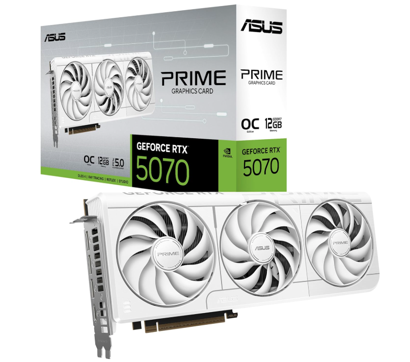 ASUS The SFF-Ready Prime GeForce RTX™ 5070 12GB GDDR7 White OC Edition Graphics Card (PCIe® 5.0, 12GB GDDR7, HDMI®/DP 2.1, 2.5-Slot, Axial-tech Fans, Dual BIOS) Visit the ASUS Store