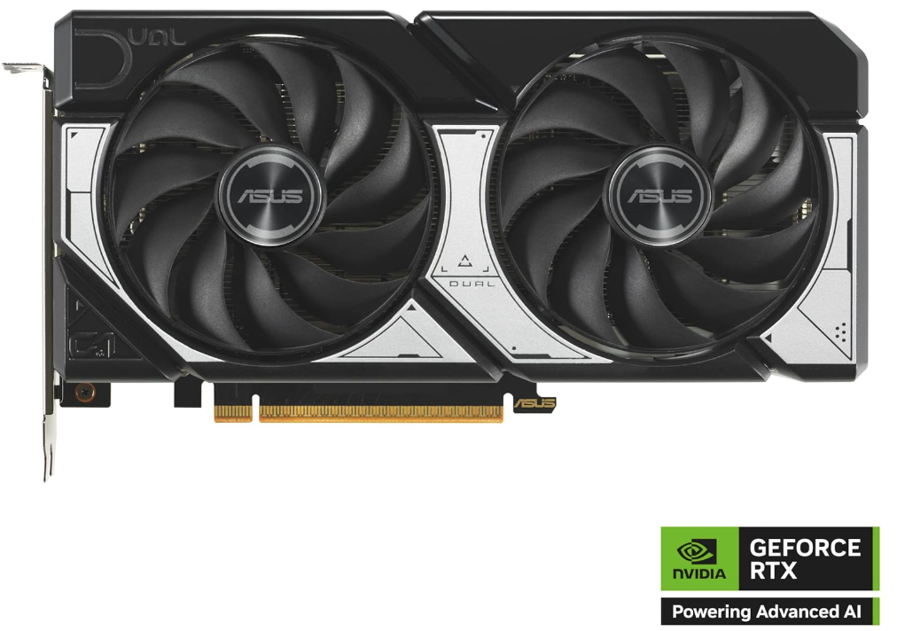 Click to see full view ASUS Dual GeForce RTX™ 5060 8GB GDDR7 OC Edition (PCIe 5.0, 8GB GDDR7, DLSS 4, HDMI 2.1b, DisplayPort 2.1b, 2.5-Slot Design, Axial-tech Fan Design, 0dB Technology, and More)