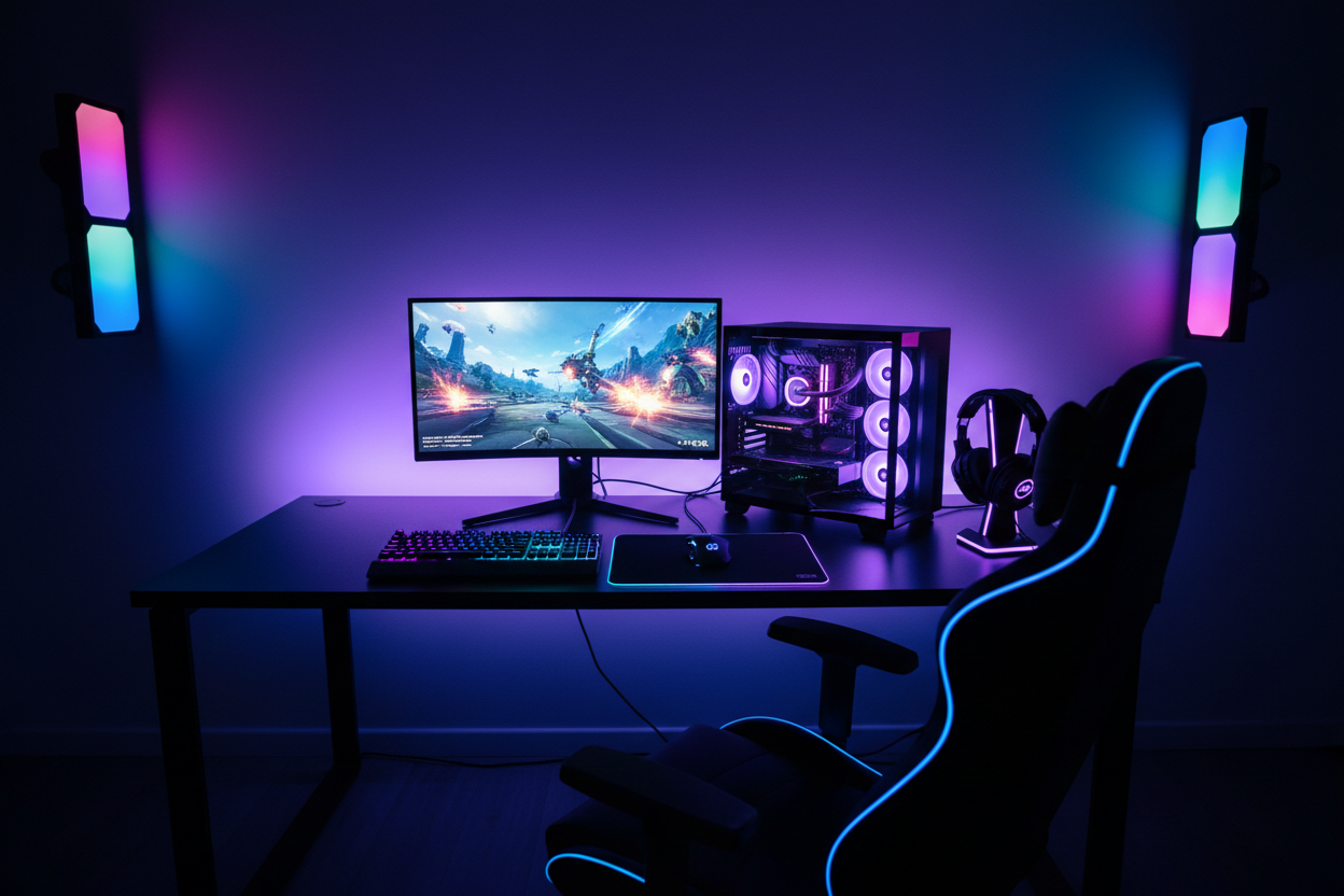 create a gaming setup with rgb lightings