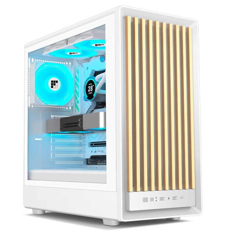 FOIFKIN M1 PC Case -Walnut Front pane Pre-Installed 4 PWM ARGB Fan, ATX Mid-Tower Gaming PC Case, with Type-C,FOIFKIN (Black, M1)