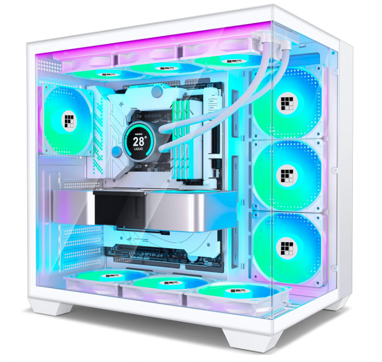 FOIFKIN F600 PC Case - Pre-Installed 7 PWM ARGB Fan, ATX Mid-Tower Gaming PC Case, 270° Panoramic Glass with Type-C, FOIFKIN (Black, F600)