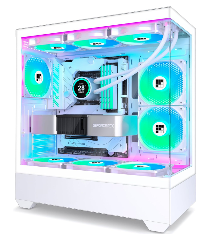 FOIFKIN F1 PC Case - Pre-Installed 6 PWM ARGB Fan, ATX Mid-Tower Gaming PC Case, Type-C,360mm Radiator Support, FOIFKIN (Black, F1)